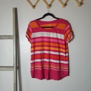 ANA WOMEN'S PINK, ORANGE AND WHITE BLOUSE SIZE LARGE